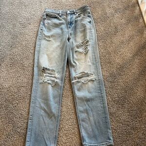 American Eagle Outfitters Light Blue Mom Straight Stretch Jeans